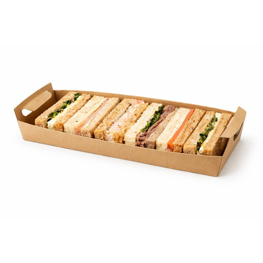 Plateau en carton kraft brun avec poignées  390x150mm H44mm-200Pcs