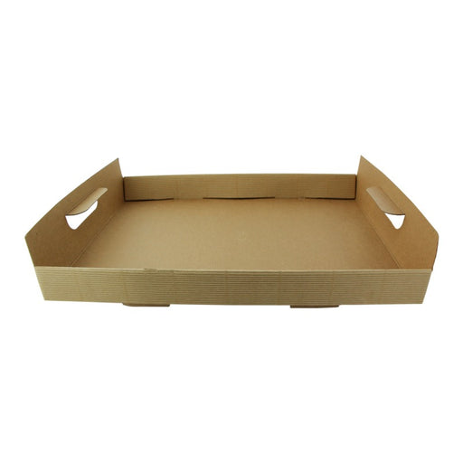 Plateau en carton kraft brun avec poignées  310x310mm H42mm-100Pcs