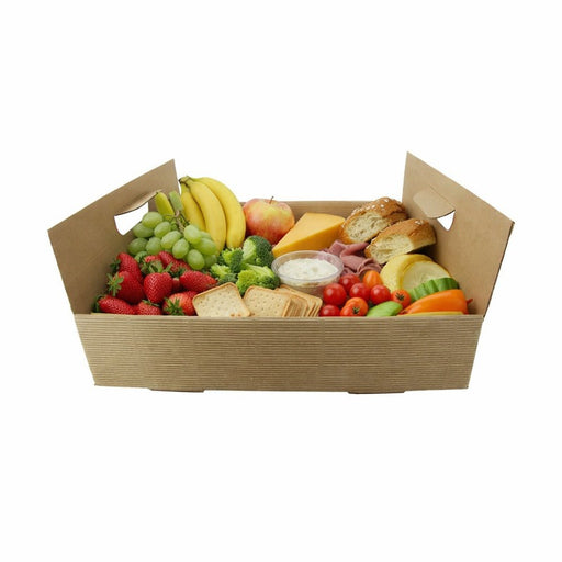 Plateau en carton kraft brun avec poignées  320x320mm H74mm-100Pcs