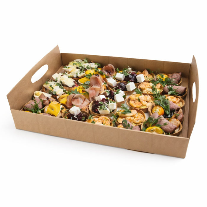 Plateau en carton kraft brun avec poignées  390x290mm H42mm-100Pcs