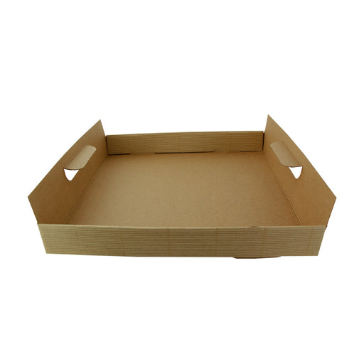 Plateau en carton kraft brun avec poignées  390x290mm H42mm-100Pcs