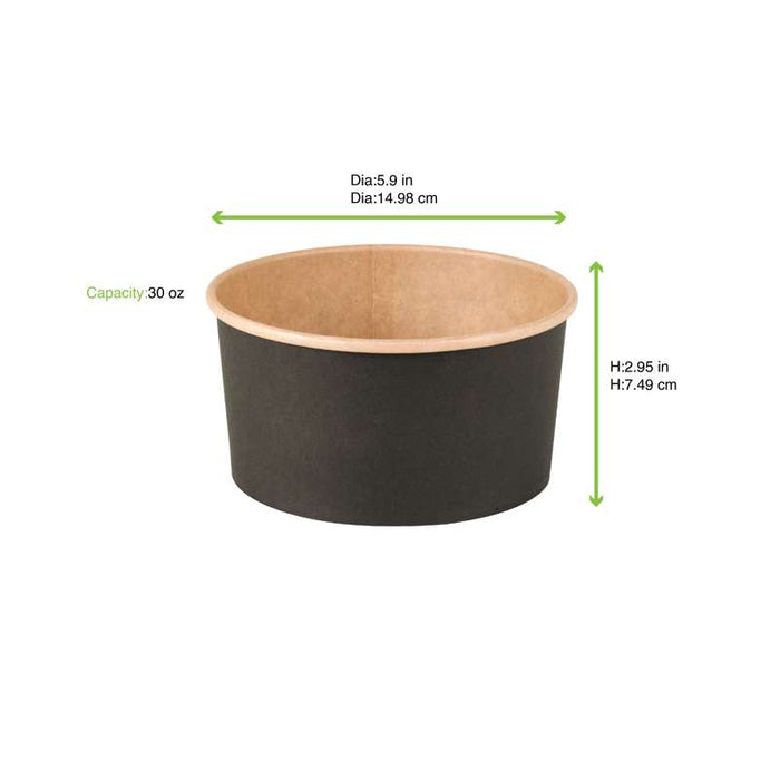 Saladier rond Buckaty en carton kraft noir  H75mm 900ml-360Pcs