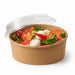 Saladier rond en carton kraft avec couvercle plastique PET "Buckaty"  H65mm 1200ml-200Pcs