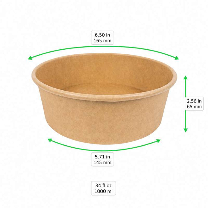 Saladier "Buckaty" rond en carton kraft Ø165mm H65mm 1000ml - 360Pcs