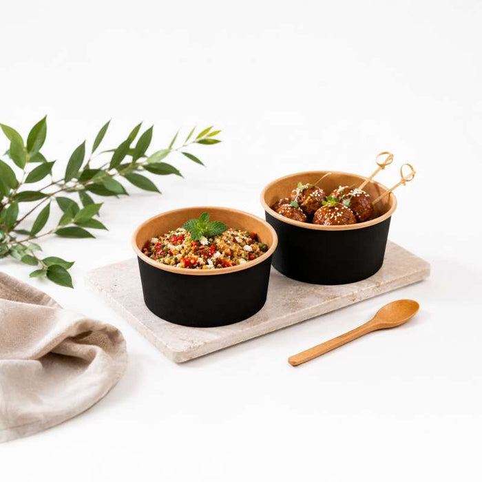 Saladier rond Buckaty en carton kraft noir  H70mm 1300ml-360Pcs