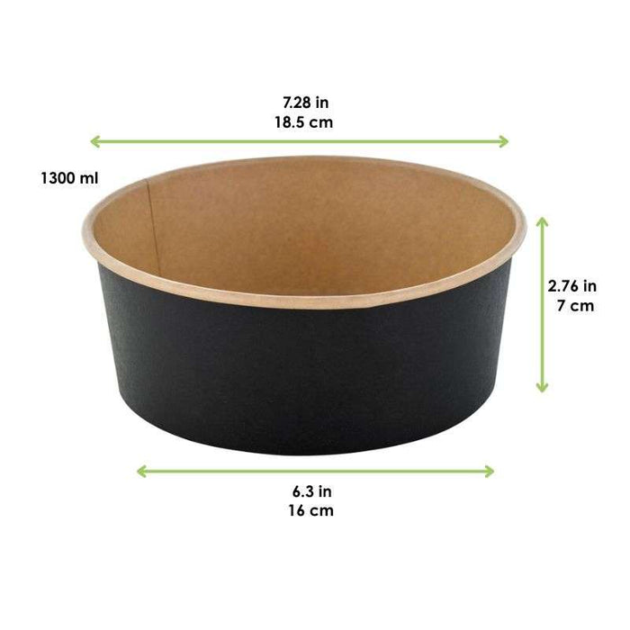 Saladier rond Buckaty en carton kraft noir  H70mm 1300ml-360Pcs