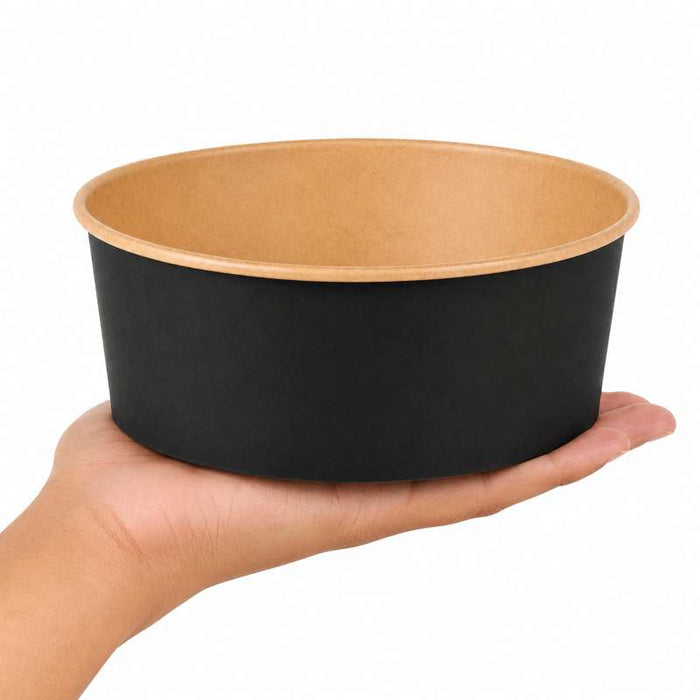 Saladier "Buckaty" rond en carton kraft noir Ø183mm H65mm 1300ml - 360Pcs