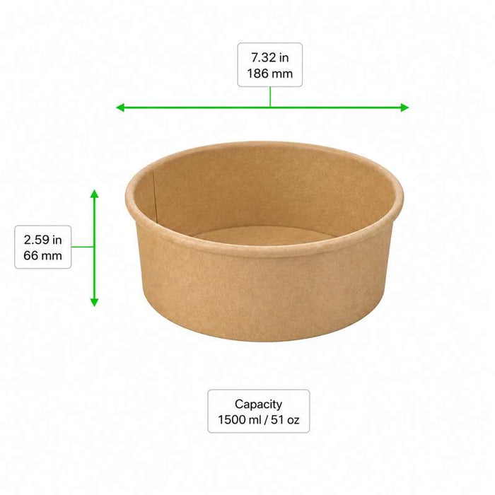 Saladier rond en carton kraft "Buckaty"   H66mm 1500ml-300Pcs