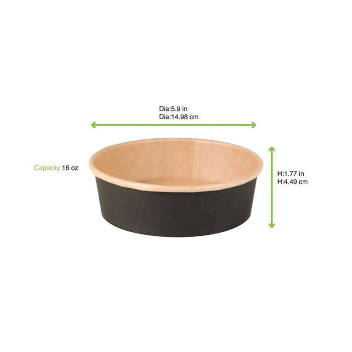 Saladier rond Buckaty en carton kraft noir  H45mm 480ml-360Pcs