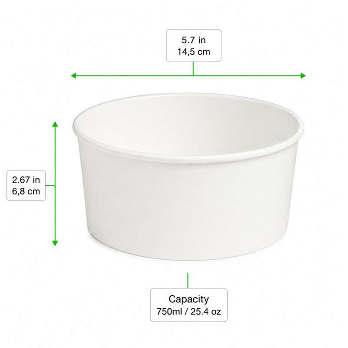 Saladier rond en carton blanc "Buckaty"   H68mm 750ml-400Pcs