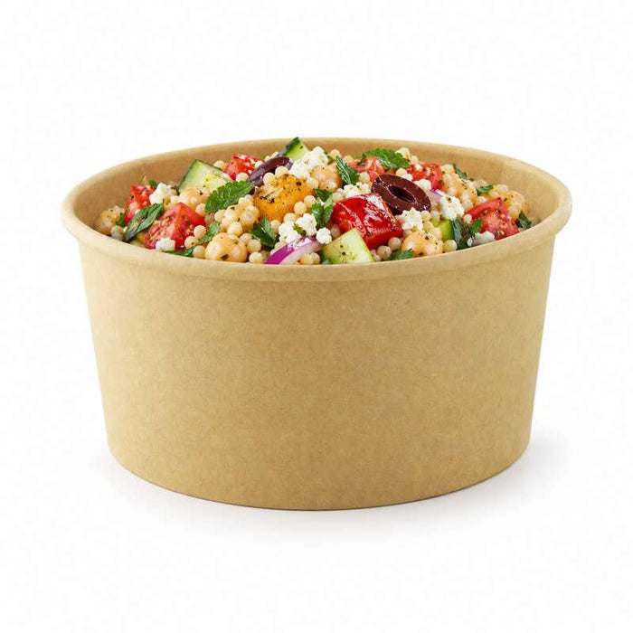 Saladier "Buckaty" rond en carton kraft double PE Ø185mm H50mm 880ml - 360Pcs