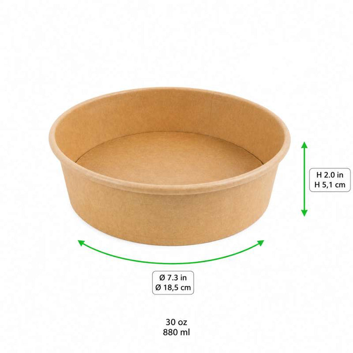 Saladier rond en carton kraft double PE "Buckaty"   H50mm 880ml-360Pcs