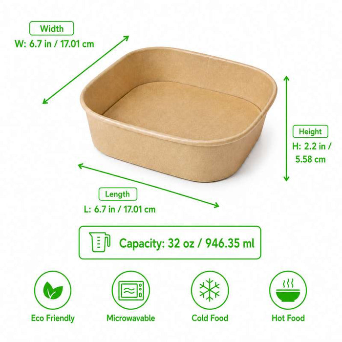 Saladier KraftCarré Multi Usage 170x170mm H56mm 1000ml-300Pcs