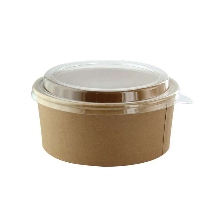 Saladier "Buckaty" rond en carton kraft avec couvercle PET Ø150mm H77mm 1000ml - 200Pcs
