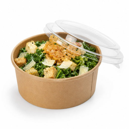 Combo Saladier rond kraft "Buckaty" et couvercle PET   H65mm 1250ml-200Pcs