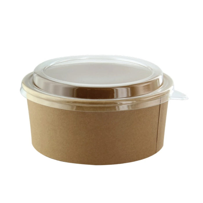 Combo Saladier rond kraft "Buckaty" et couvercle PET   H65mm 1250ml-200Pcs