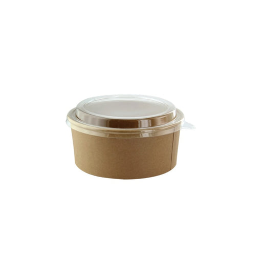 Combo Saladier en carton kraft et couvercle PET   H63mm 500ml-500Pcs