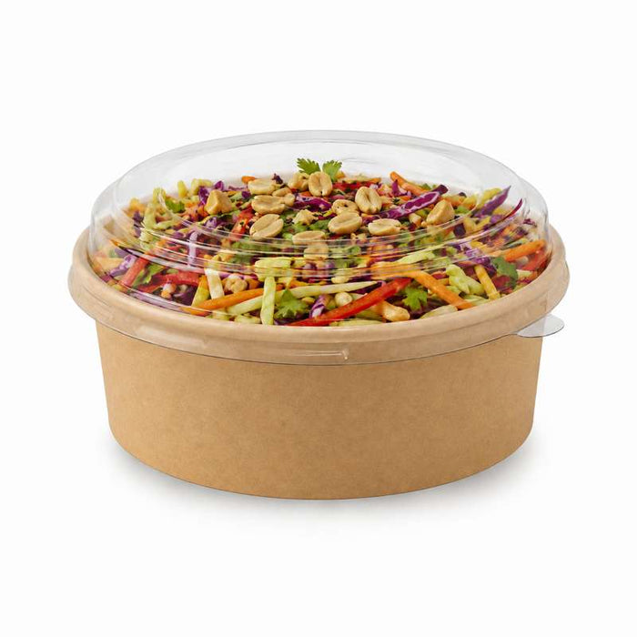 Combo Saladier en carton kraft et couvercle PET   H50mm 550ml-300Pcs