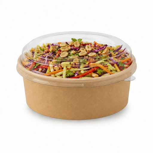 Combo Saladier en carton kraft et couvercle PET   H50mm 550ml-300Pcs