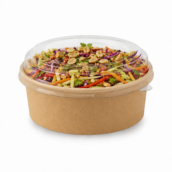 Combo Saladier en carton kraft et couvercle PET   H50mm 550ml-300Pcs