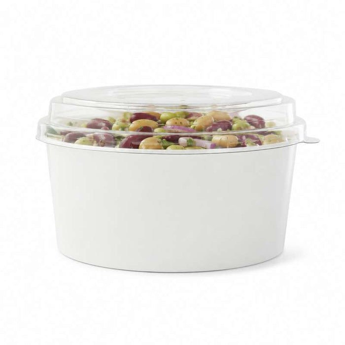 Saladier rond blanc « Buckaty » en carton et son couvercle PET Ø150mm H60mm 750ml - 300Pcs