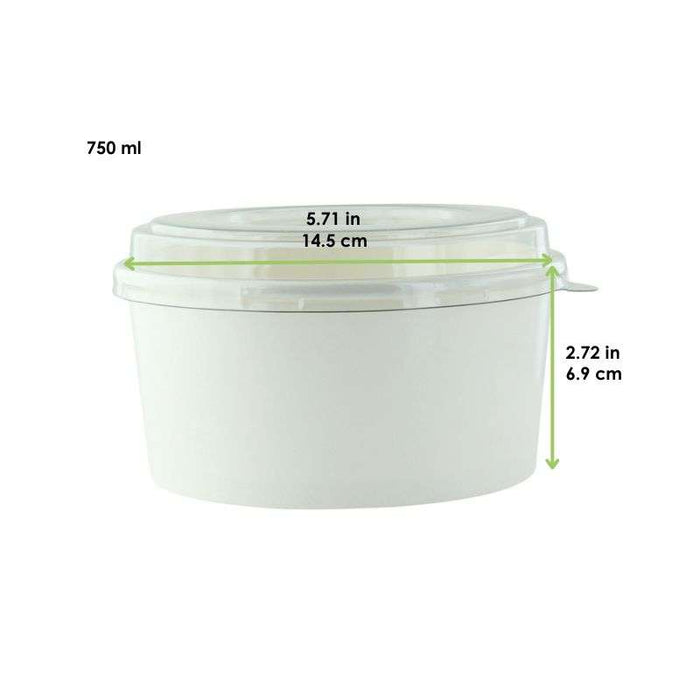 Combo Saladier rond Blanc "Buckaty" et couvercle PET    H69mm 750ml-300Pcs