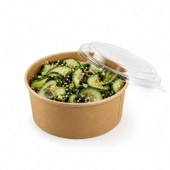 Saladier "Buckaty" rond en kraft avec couvercle PET Ø150mm H60mm 750ml - 300Pcs