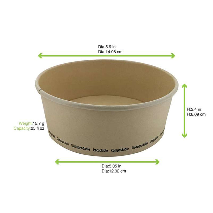 Saladier rond en carton fibre de bambou "Buckaty"   H60mm 750ml-360Pcs