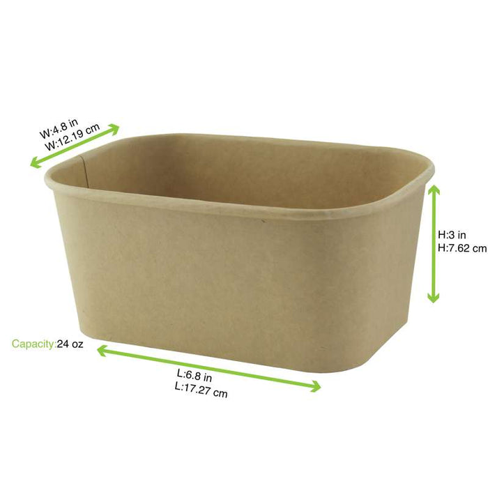 Saladier rectangulaire en kraft lamine pp 170x120mm H75mm 1000ml-200Pcs