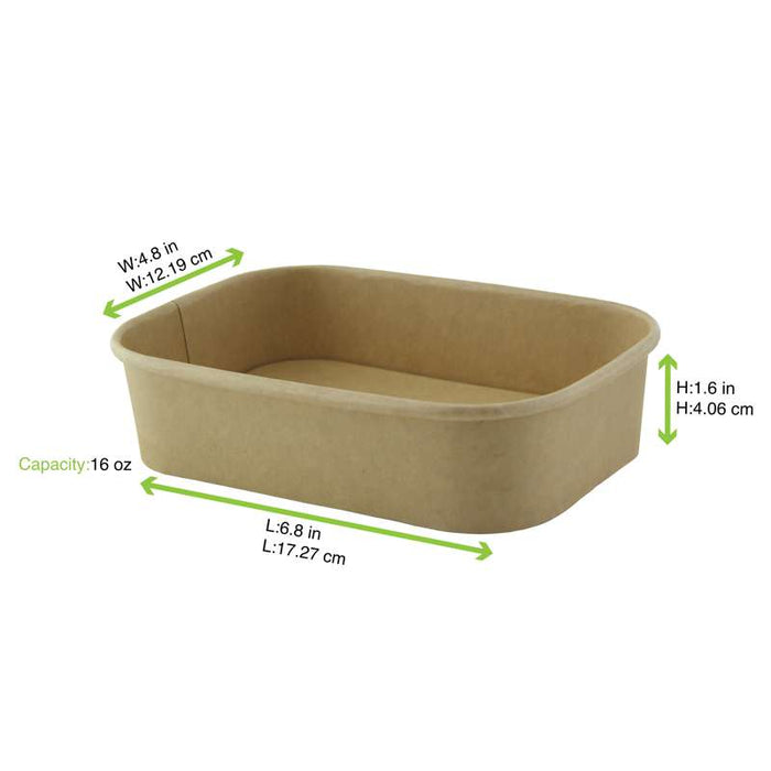 Saladier rectangulaire en kraft lamine pp 170x120mm H45mm 500ml-200Pcs