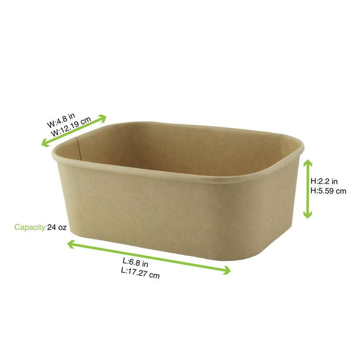 Saladier rectangulaire en kraft lamine pp 170x120mm H56mm 750ml-200Pcs