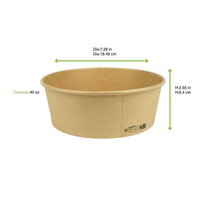 Saladier rond Buckaty en carton brun fibre de bambou  H65mm 1200ml-360Pcs