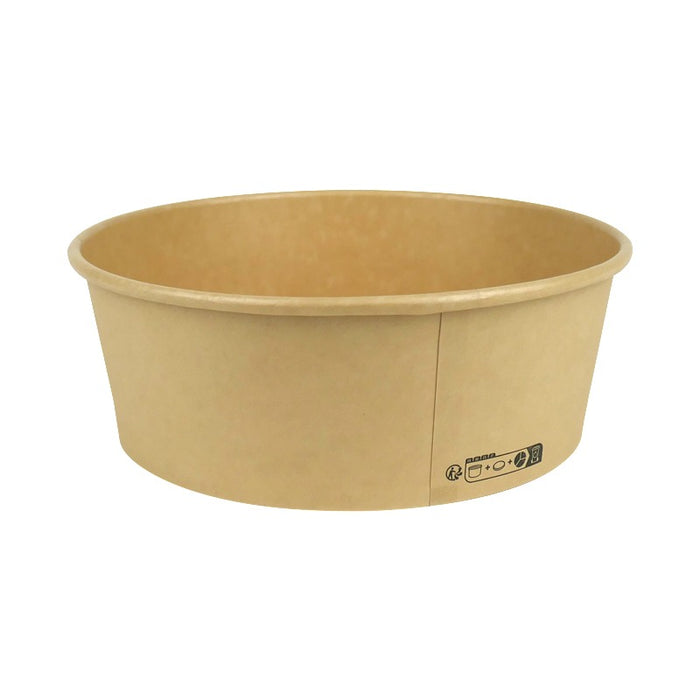 Saladier rond Buckaty en carton brun fibre de bambou  H65mm 1200ml-360Pcs