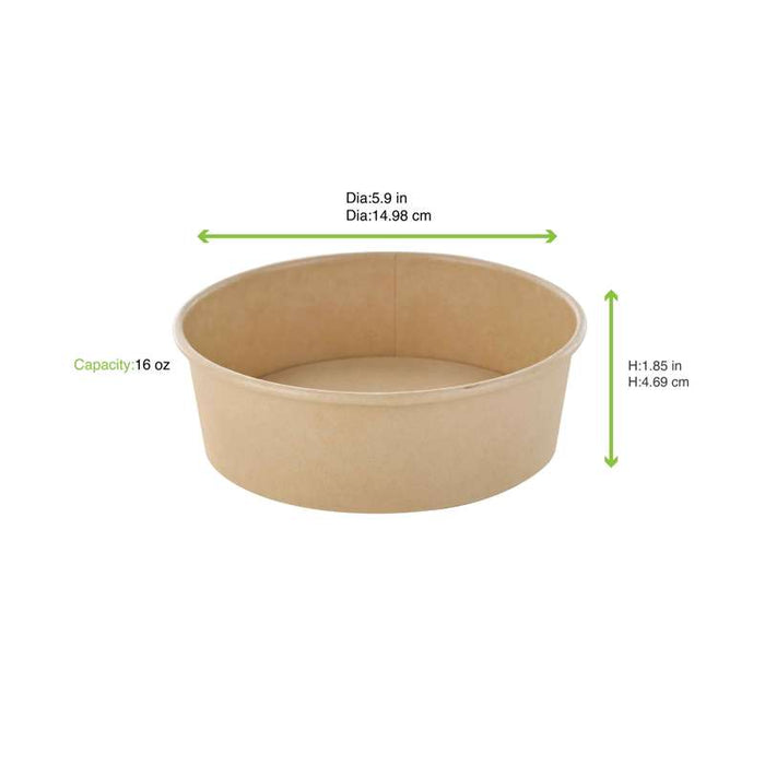 Saladier rond Buckaty en carton brun fibre de bambou  H47mm 480ml-360Pcs