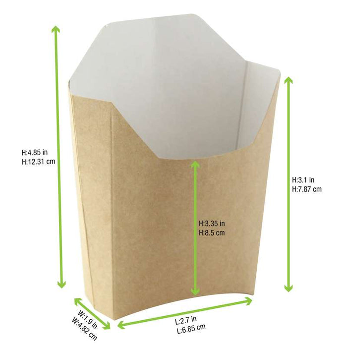 Pochette kraft pour frites 250gsm  115x90mm H110mm-1200Pcs