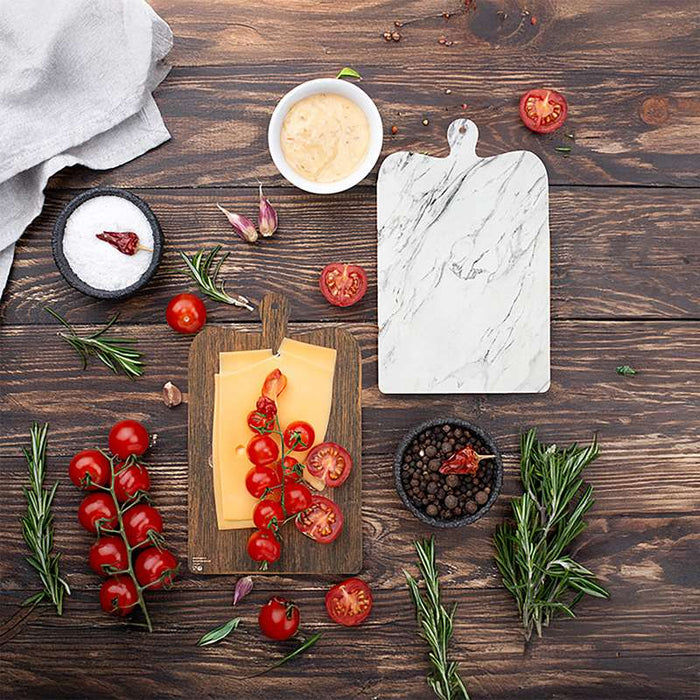 Planche apéritive en carton réversible effet marbre et bois 90x295mm - 400Pcs