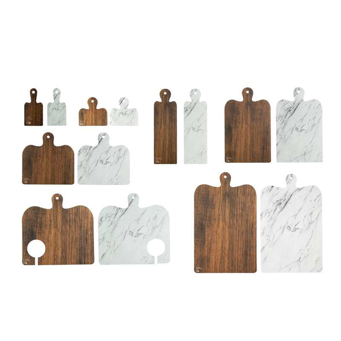 Planche apéritive en carton réversible effet marbre et bois 90x295mm - 400Pcs