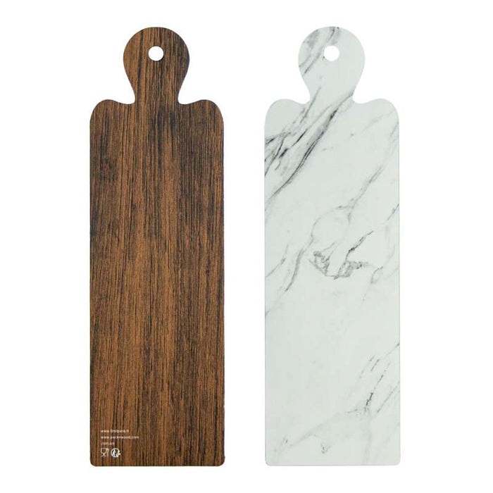 Planche apéritive en carton réversible effet marbre et bois 90x295mm - 400Pcs