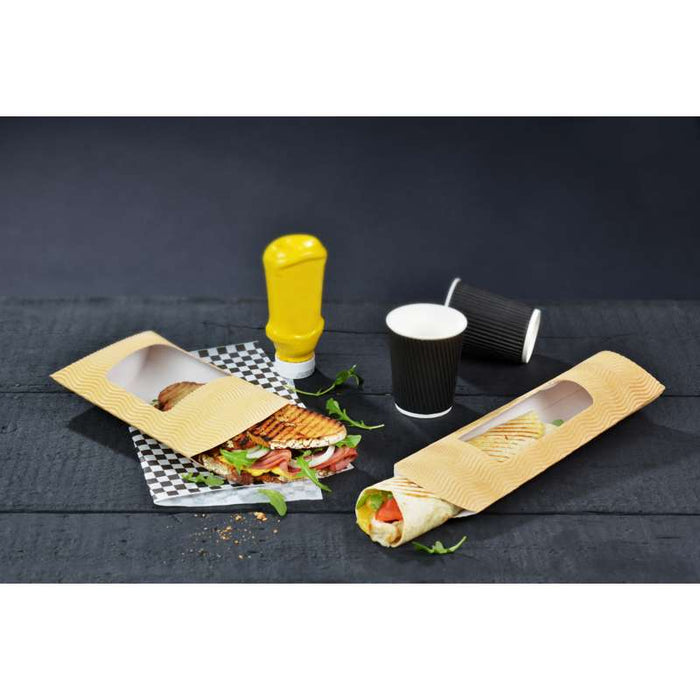 Etui carton ondulé avec fenêtre carré pour sandwich chaud 145x150mm H55mm-250Pcs