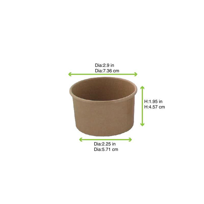 Pot en carton kraft brun pour chaud et froid Ø74mm H50mm 130ml - 1000Pcs