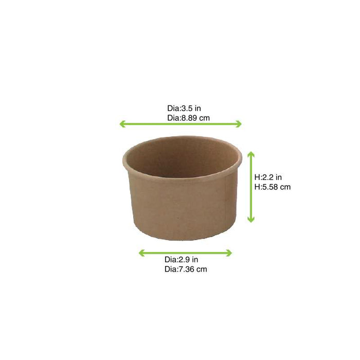 Pot carton kraft brun chaud et froid  H48mm 200ml - 1000Pcs