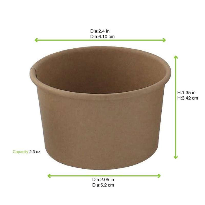 Pot carton kraft brun chaud et froid  H35mm 60ml - 1000Pcs