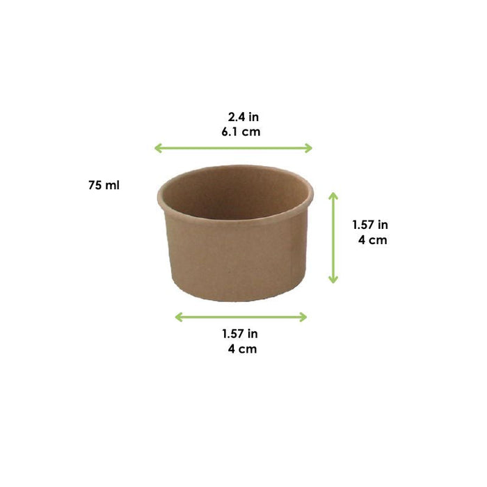 Pot carton kraft brun chaud et froid   H40mm 75ml - 1000Pcs