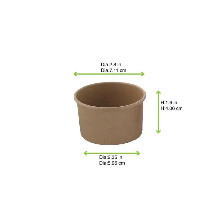 Pot carton kraft brun chaud et froid  H39mm 86ml - 1000Pcs