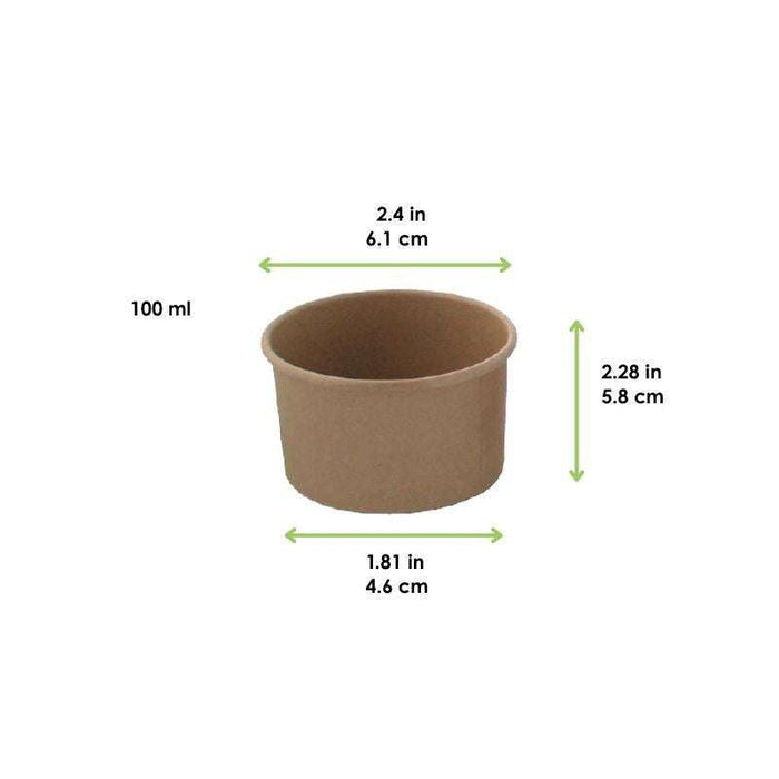 Pot carton kraft brun chaud et froid   H58mm 100ml - 1000Pcs