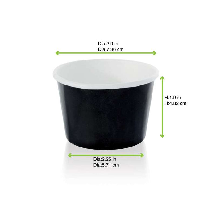 Pot carton noir chaud et froid  H49mm 130ml - 1000Pcs