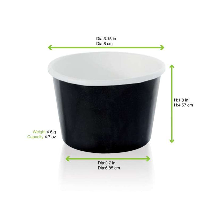 Pot carton noir chaud et froid  H44mm 130ml-1000Pcs