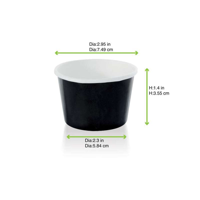 Pot carton noir chaud et froid  H39mm 86ml-1000Pcs
