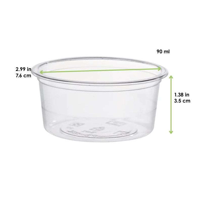Pot à sauce rond en plastique PLA transparent  H35mm 90ml-2000Pcs