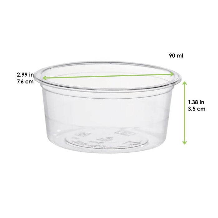 Pot à sauce rond en plastique PLA transparent  H35mm 90ml-2000Pcs